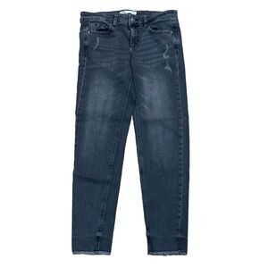 Zara Stretch Skinny Denim Pants Jeans G-pan Slim‎ Raw Hem Bottom Swash Size 2
